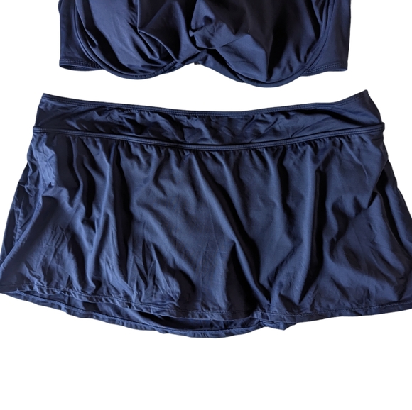 Anne Cole Navy Swim Set 20W Twist Lightly Padded Top Swim Skirt Bikini 2 Piece - Picture 5 of 6